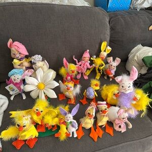 Annalee Colorful Easter Bunny and Chick Figurines